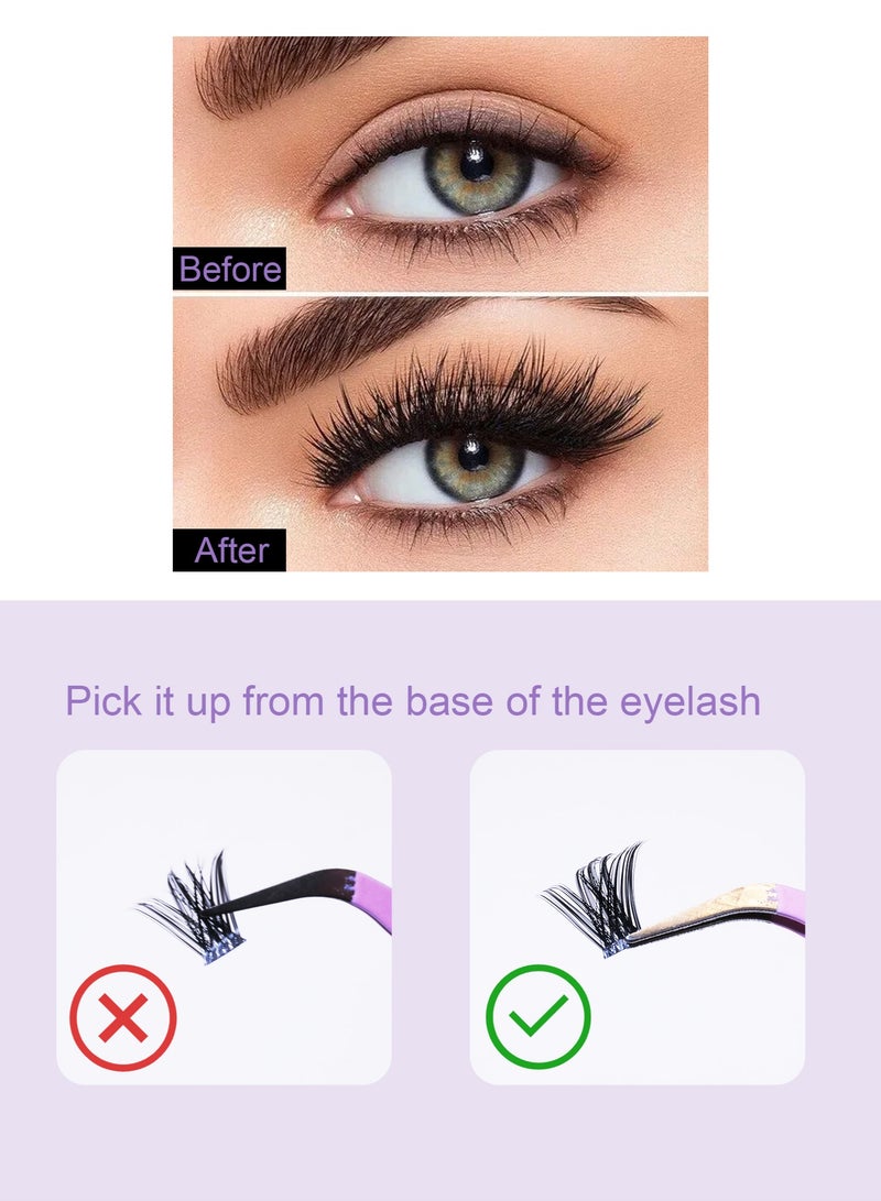 توينكسيل مجموعة رموش اصطناعية ذاتية الصنع مع غراء وملقط، 120 رموشًا ثلاثية الأبعاد بأطوال مختلفة، كثافة كبيرة، رموش اصطناعية ذاتية التطبيق، مريحة في الارتداء، قابلة لإعادة الاستخدام - Image 5