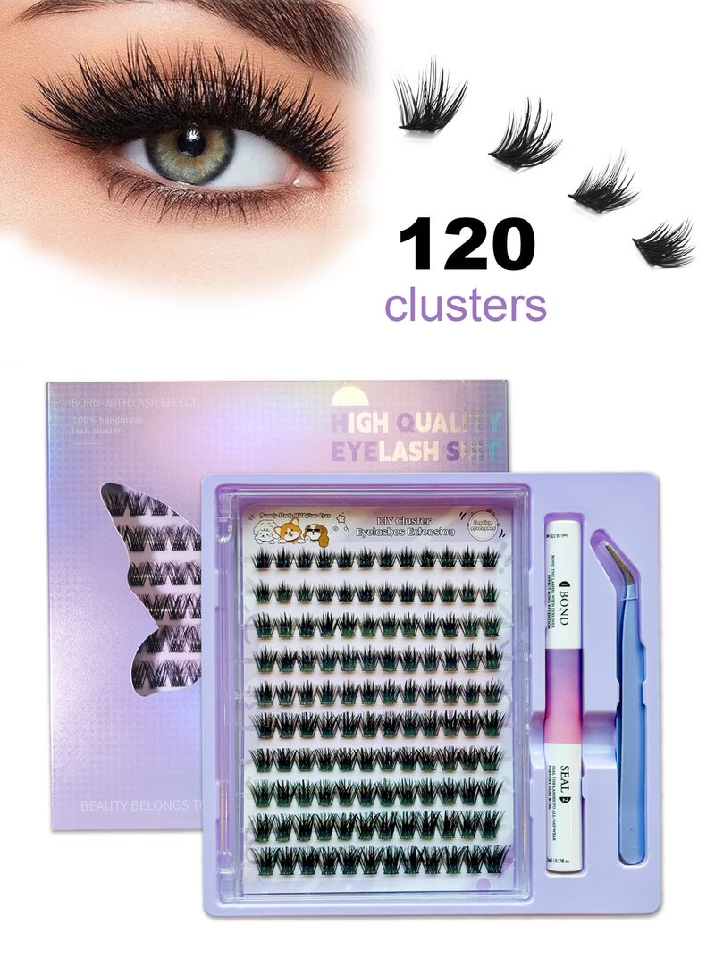 توينكسيل مجموعة رموش اصطناعية ذاتية الصنع مع غراء وملقط، 120 رموشًا ثلاثية الأبعاد بأطوال مختلفة، كثافة كبيرة، رموش اصطناعية ذاتية التطبيق، مريحة في الارتداء، قابلة لإعادة الاستخدام - Image 1