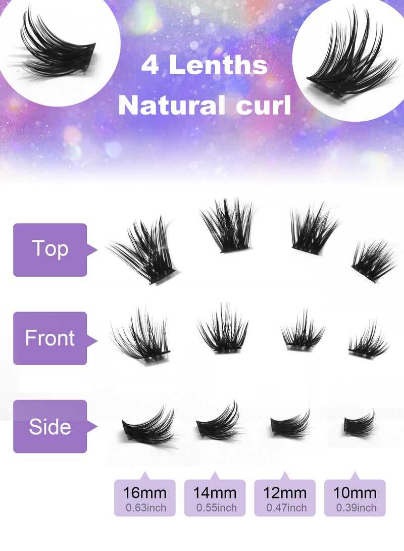 توينكسيل مجموعة رموش اصطناعية ذاتية الصنع مع غراء وملقط، 120 رموشًا ثلاثية الأبعاد بأطوال مختلفة، كثافة كبيرة، رموش اصطناعية ذاتية التطبيق، مريحة في الارتداء، قابلة لإعادة الاستخدام - Image 3