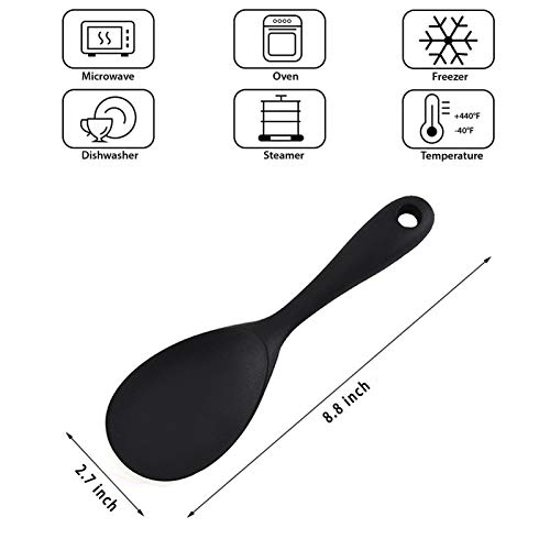Meajore Silicone Rice Paddle Spoon Set of 2,Non Stick Heat Resistant Kitchen Gadge Rice Spoon,Rice Scooper,Rice Spatula,Rice Spoon Paddle,Rice Cooker Spoon,Works for Rice,Mashed Potato Or More (Red) - Image 2