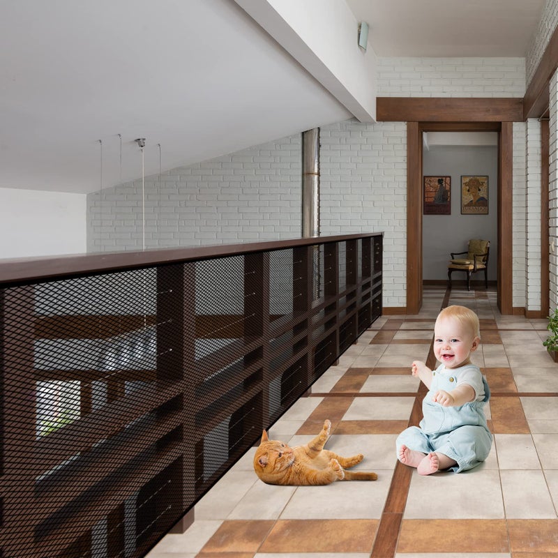 Stairway Net Baby Gate for Stairs with No Drilling Baby Safety Stairs Rail Net 196 ft L x 266 ft H Baby Safety Net Balcony Banister Stair Net for Child Small petToy Indoor OutdoorBlack