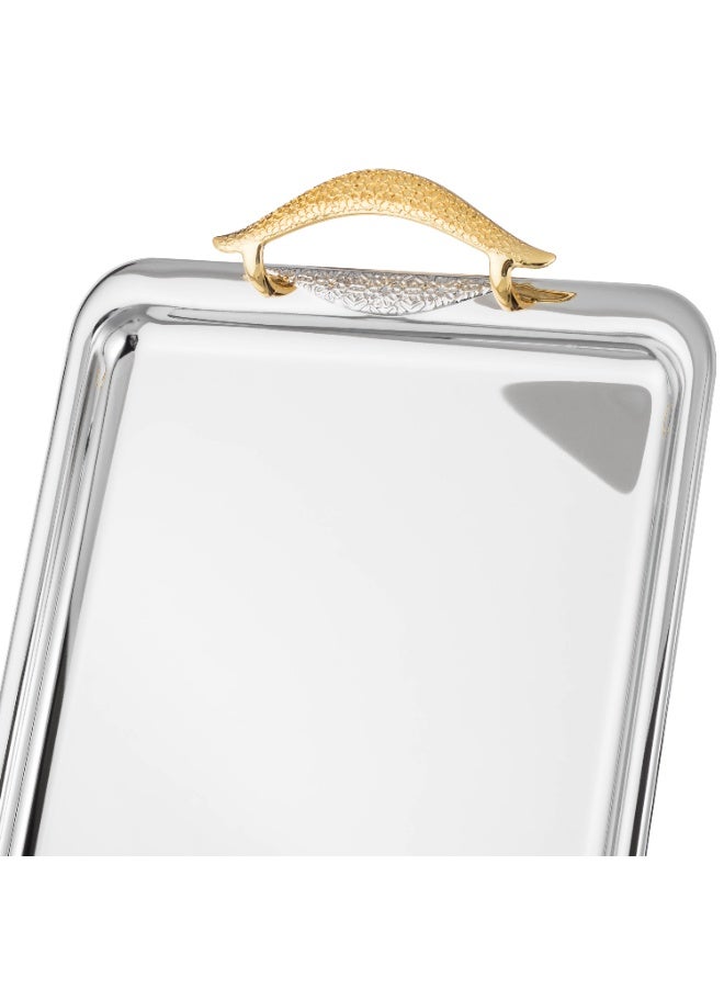 Alsaif ✨ Luxury 3-Piece Serving Tray Set – Elegant Metallic Design with Golden Handles - Image 4