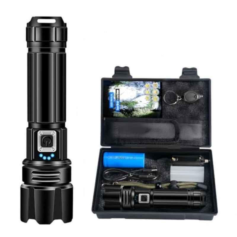 Tactical Handheld Torch for Outdoor Activities - IP67 Waterproof Zoomable Light - Portable High-Visibility Equipment for Desert Camping, Hiking and Emergency - 5 Lighting Modes, Durable Aluminum Body - Image 1