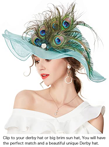 ZX Z&X Peacock Feather Hair Clip Fascinator Hat 1920s Hair Accessories for Women Church Derby Halloween Headpiece - Image 2