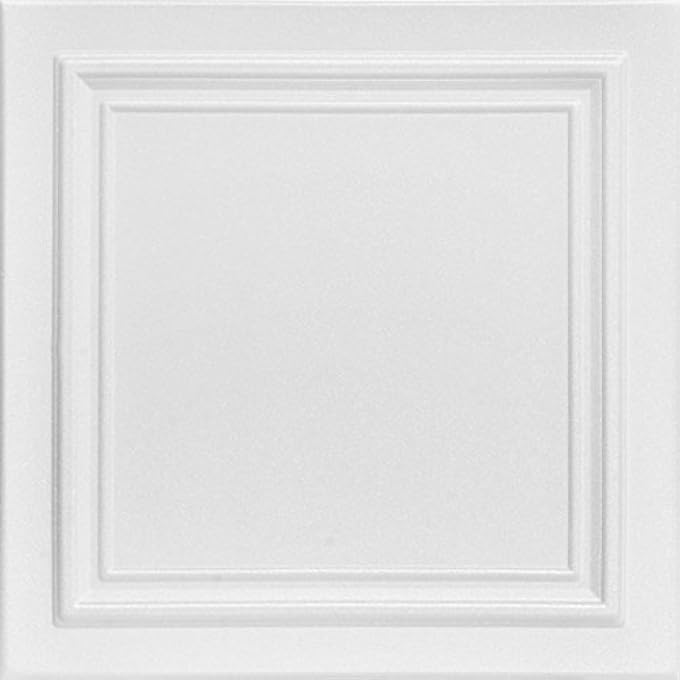 A LA MAISON CEILINGS R24 LINE ART FOAM GLUE-UP CEILING TILE (128 SQ. FT./CASE), PACK OF 48, PLAIN WHITE - Image 1