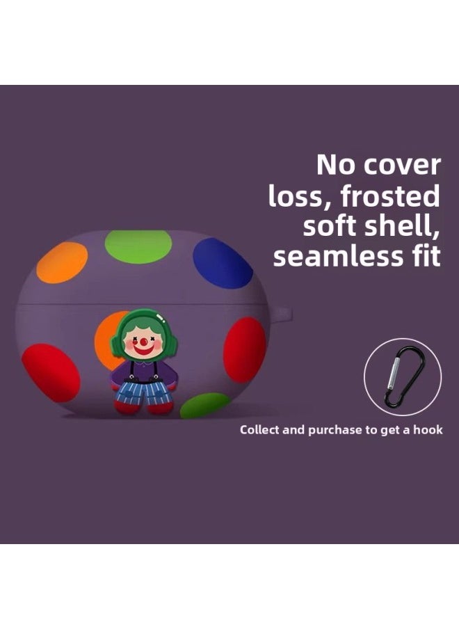 Generic - For HuaweiFreeBuds Pro4 Bluetooth Headset Protective Case Pro3 Frosted Soft Case Clip Protective Case SE2-Color:Purple Ugly Man [free Hook]-Model:For HuaweiFreeclip - Image 1