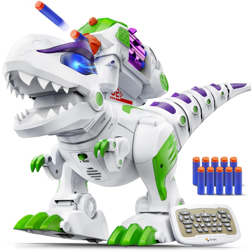 Ruko 8809 Dinosaur Toys for Kids Large Rechargeable Remote Control TRex Toys with Programmable Walking Roaring LED Eyes and Shooting Interactive Gifts for Boys Girls Age 3 4 5 6 7 8 Green - Image 3