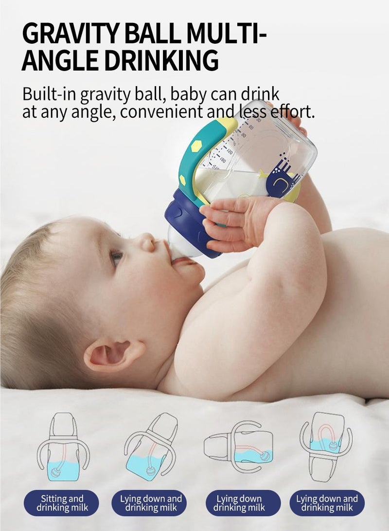 BEIRUI Baby bottle 240 ml, 3 original silicone nipples, double handle for easy access to baby - Image 2