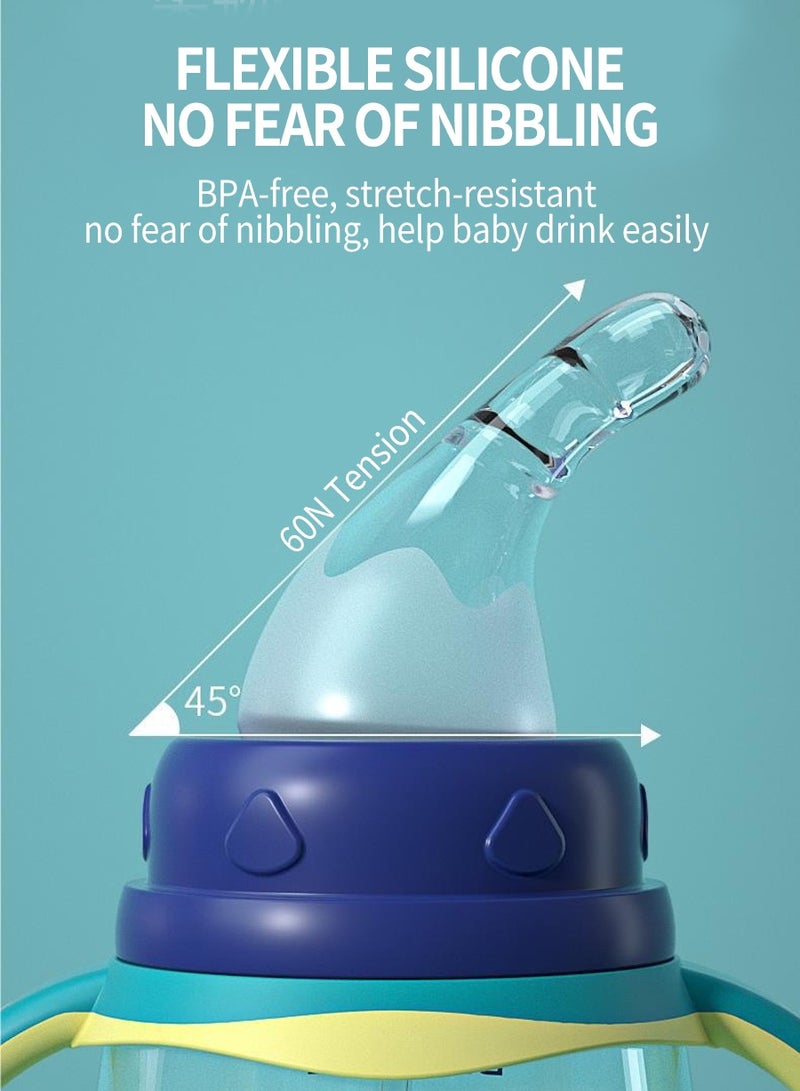 BEIRUI Baby bottle 240 ml, 3 original silicone nipples, double handle for easy access to baby - Image 5