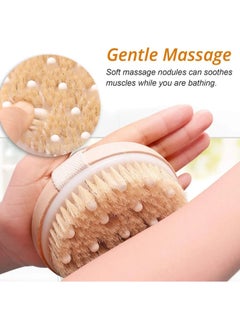 CoomBe 2-Piece Dry and Wet Bristle Bath Brush, Natural Bristle Dead Skin Remover Anti Cellulite Exfoliates Blood Circulation Health Massage Shower Brush  - Image 5