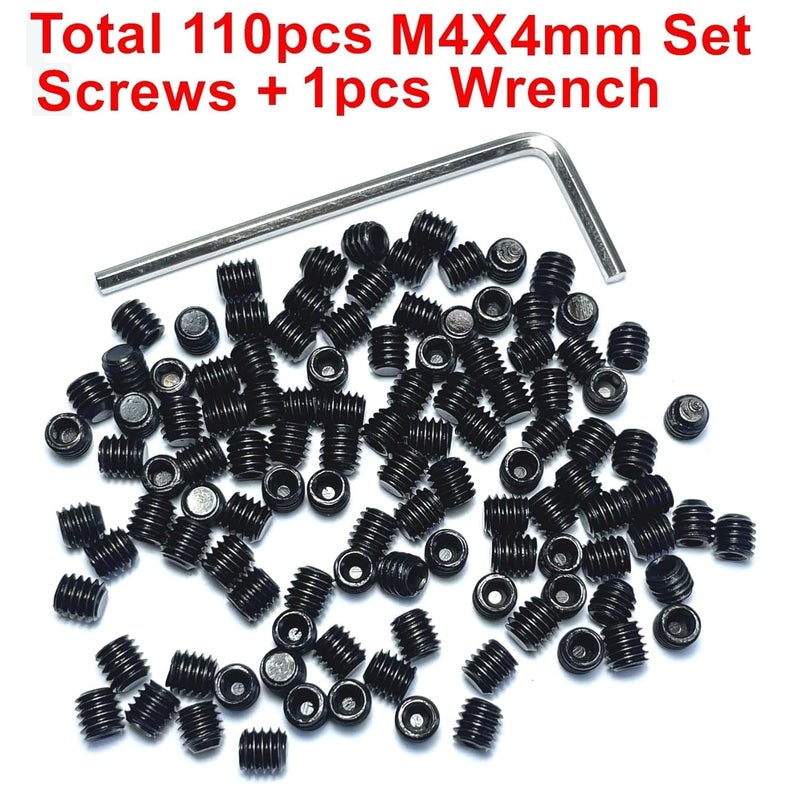 ZDingTech 110pcs Set Screws M4 x 4mm 304 Stainless Steel Allen Head Hex Socket 4X4mm Set Screws Grub Hex Head Sockets with M2 Allen Wrench.(4mm Length) - Image 2