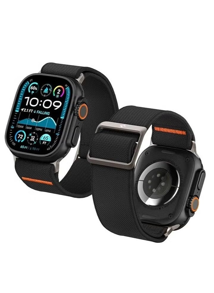 Gravity Lite Fit Ultra Band for Apple Watch Ultra / Ultra 2 (49mm), Series 9/8/7 (45mm), SE2/6/SE/5/4 (44mm), and Series 3/2/1 (42mm) – Breathable Nylon Solo Loop Strap for All-Day Comfort and Secure Fit – Black - Image 1