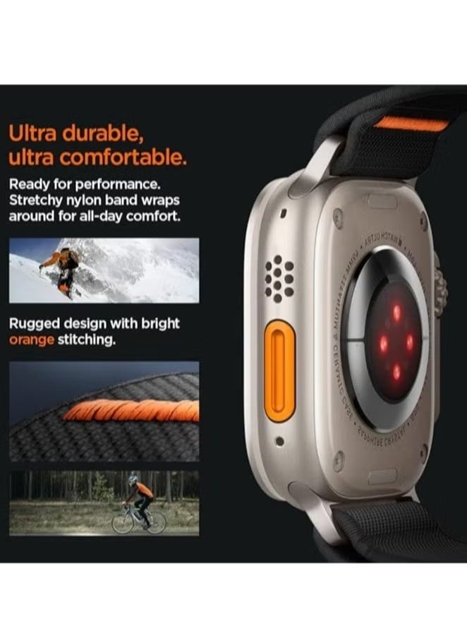 Gravity Lite Fit Ultra Band for Apple Watch Ultra / Ultra 2 (49mm), Series 9/8/7 (45mm), SE2/6/SE/5/4 (44mm), and Series 3/2/1 (42mm) – Breathable Nylon Solo Loop Strap for All-Day Comfort and Secure Fit – Black - Image 4