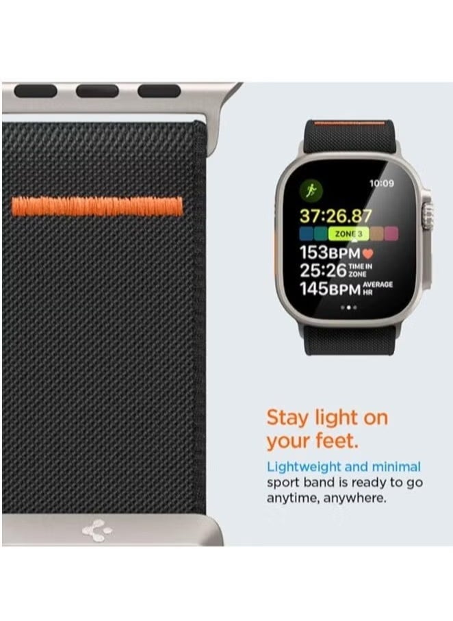 Gravity Lite Fit Ultra Band for Apple Watch Ultra / Ultra 2 (49mm), Series 9/8/7 (45mm), SE2/6/SE/5/4 (44mm), and Series 3/2/1 (42mm) – Breathable Nylon Solo Loop Strap for All-Day Comfort and Secure Fit – Black - Image 5