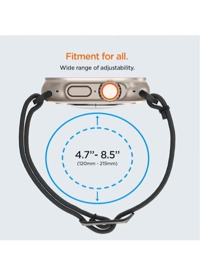 Gravity Lite Fit Ultra Band for Apple Watch Ultra / Ultra 2 (49mm), Series 9/8/7 (45mm), SE2/6/SE/5/4 (44mm), and Series 3/2/1 (42mm) – Breathable Nylon Solo Loop Strap for All-Day Comfort and Secure Fit – Black - Image 2