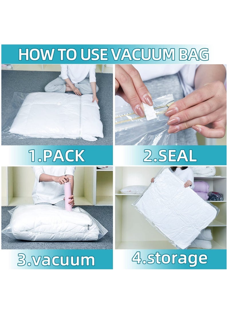 Arabest 8PCS Vacuum Storage Bags, Reusable Space Saver Seal Bag with Hand Pump, Compression Sealer Bags for Comforters, Blankets, Clothes, Pillows, Travel(3 x Jumbo, 2 x Large, 3 x Medium)  - Image 5