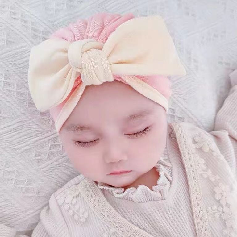 Cute Cotton Baby Hat Spring/Autumn 12 pink-bow  - Image 1