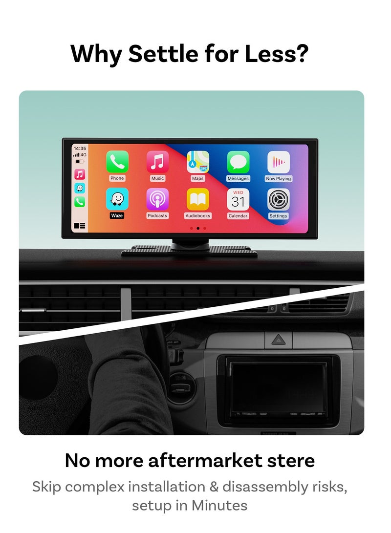 Ottocast 11.4" Car Navigation Display Full Accessories Smart Car Screen Kit – Wireless CarPlay & Android Auto, Multi-Module Car Media System - Image 3