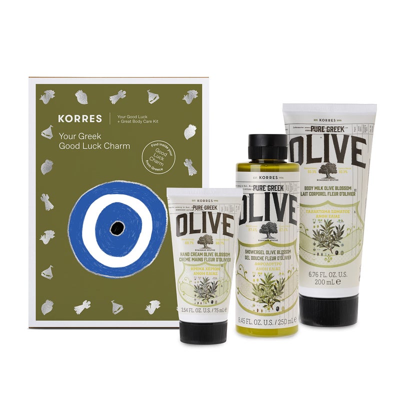 KORRES KORRES Olive Blossom Body Care Collection  Pure Greek Olive Shower Gel Body Cream  Hand Cream 3 Piece Set