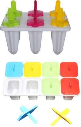 Unequetrend 8 6 Pcs Ice Cream Candy Kulfi Maker Popsicle Mould Set Multicolor Multicolor Plastic Ice Cube Tray Pack of2 - Image 1