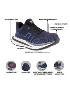 Workland Low Ankle Non-Metal Safety Shoe - Navy/Light blue  - Image 2
