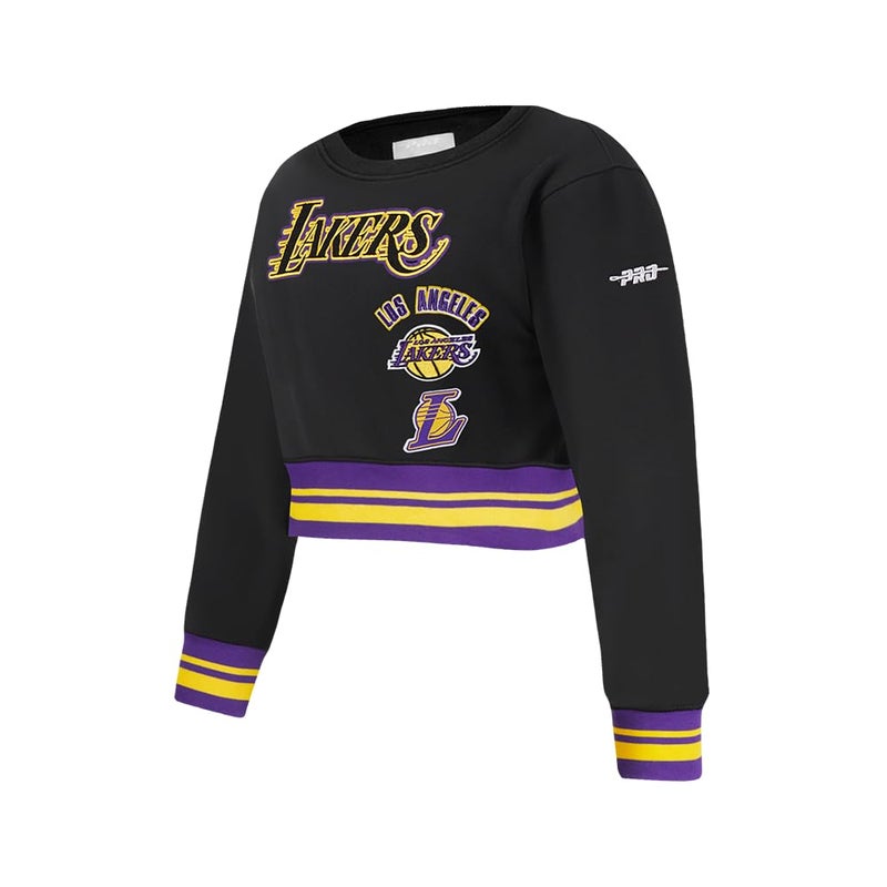 Pro Standard Big Girls NBA Los Angeles Lakers Retro Classics Crewneck Sweatshirt Black/Purple M - Image 2
