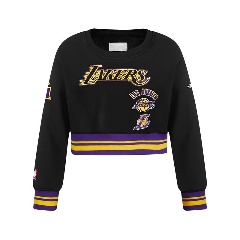 Pro Standard Big Girls NBA Los Angeles Lakers Retro Classics Crewneck Sweatshirt Black/Purple M - Image 1