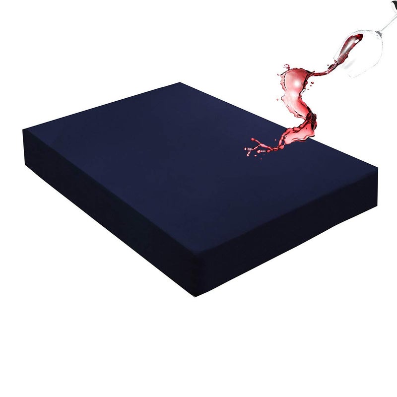 Mecerock 6 Colors Navy Blue Twin Size Waterproof Mattress Protector Washable Mattress Cover Fitted to 18 Deep