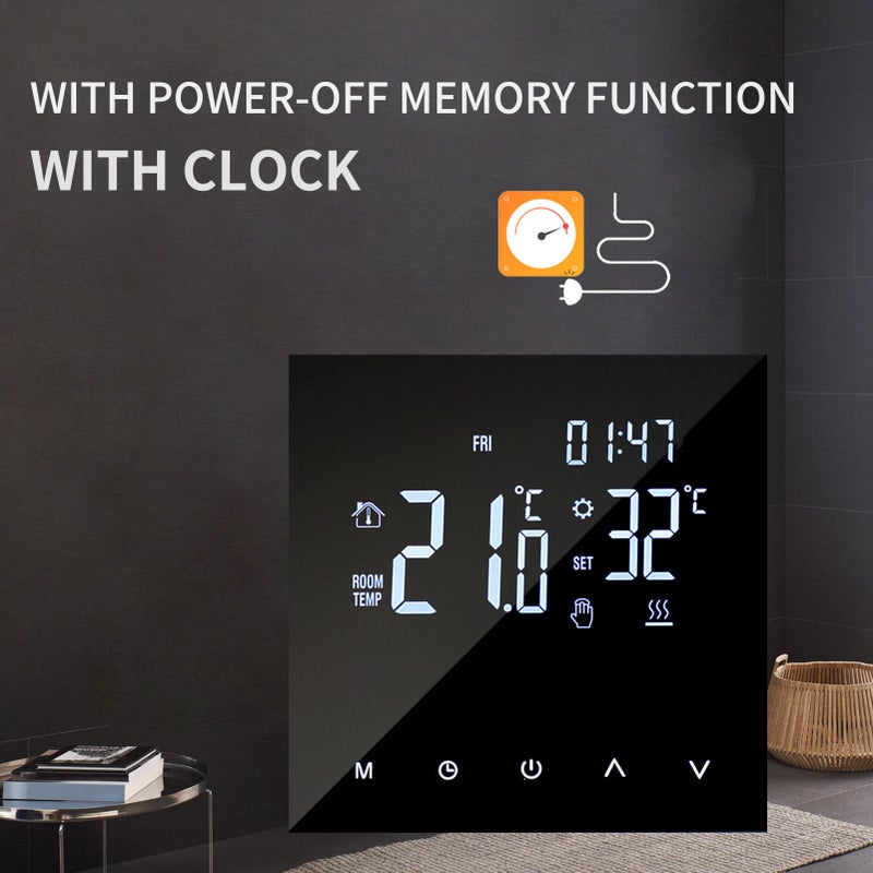 Smart Heating Thermostat Digital Temperature Controller Touchscreen LCD Display Week Programmable Electric Heating Thermostat Anti-freeze for Home School Office Hotel - Image 4