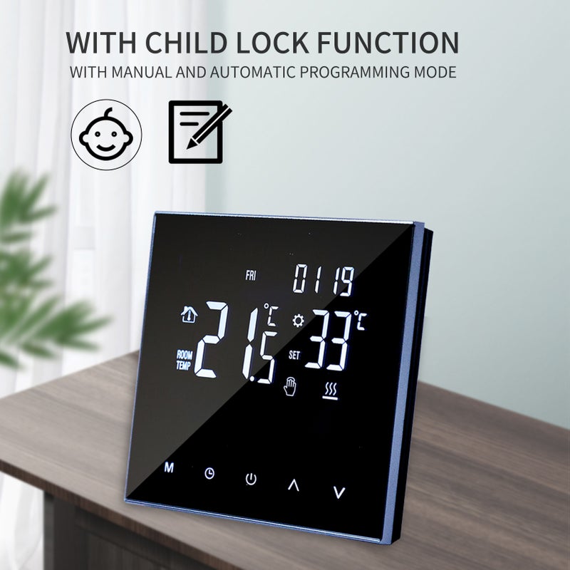 Smart Heating Thermostat Digital Temperature Controller Touchscreen LCD Display Week Programmable Electric Heating Thermostat Anti-freeze for Home School Office Hotel - Image 2
