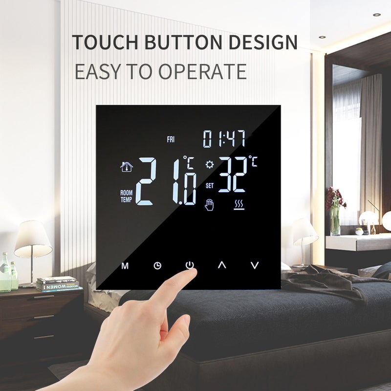 Smart Heating Thermostat Digital Temperature Controller Touchscreen LCD Display Week Programmable Electric Heating Thermostat Anti-freeze for Home School Office Hotel - Image 5
