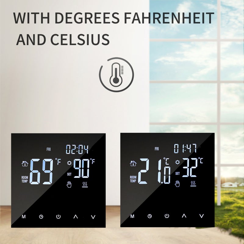 Smart Heating Thermostat Digital Temperature Controller Touchscreen LCD Display Week Programmable Electric Heating Thermostat Anti-freeze for Home School Office Hotel - Image 3