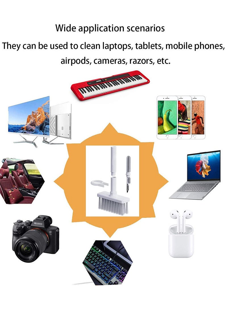 Theodor Cleaning Soft Brush Keyboard Cleaner 5-in-1 Multi-Function Computer Cleaning Tools Kit Keycap Puller Remover Multi Brush for PC Laptop Camera Lens (White)  - Image 4