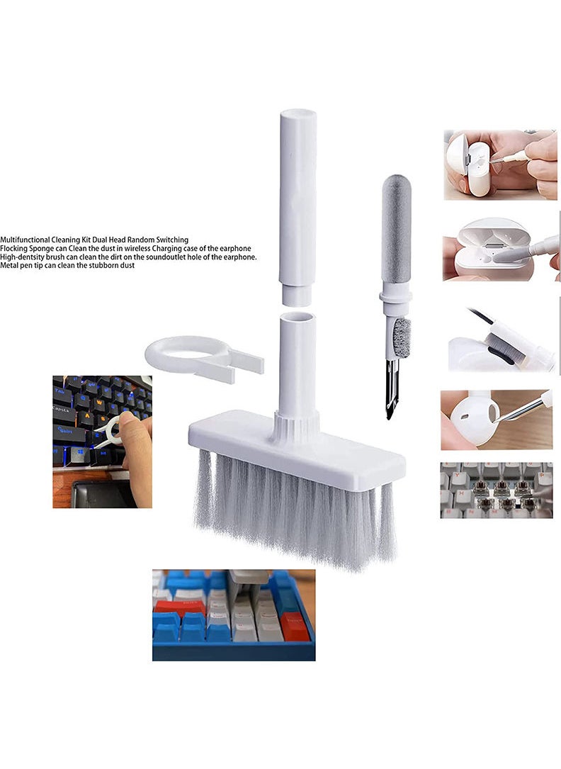 Theodor Cleaning Soft Brush Keyboard Cleaner 5-in-1 Multi-Function Computer Cleaning Tools Kit Keycap Puller Remover Multi Brush for PC Laptop Camera Lens (White)  - Image 2