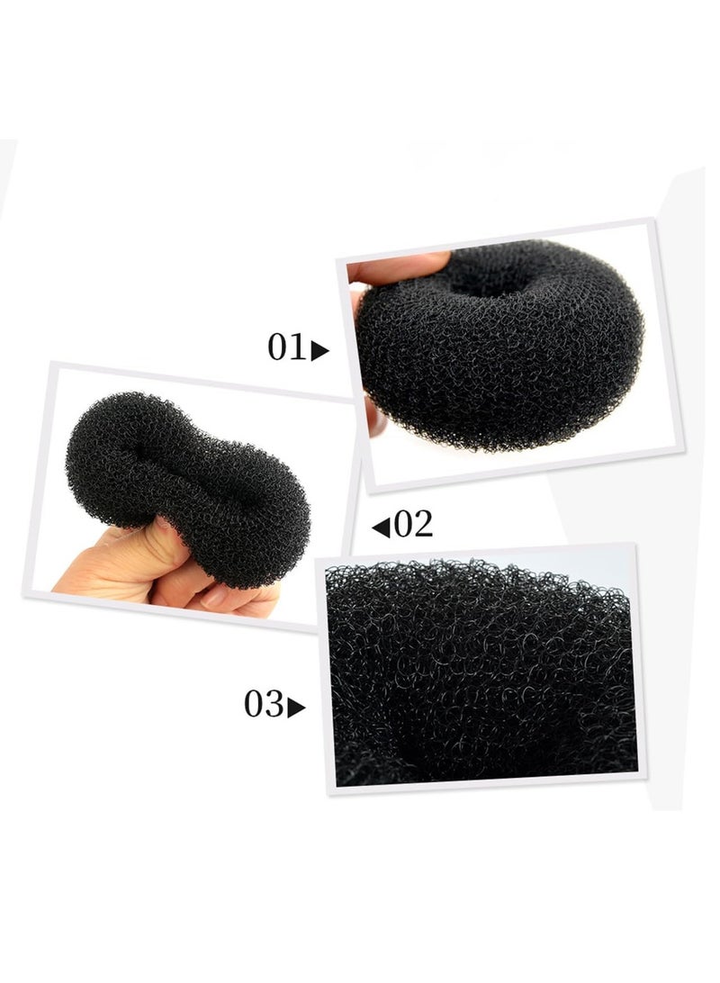 RATSAW 4 Pack Medium Hair Bun Maker Mini Chignon Hair Doughnut Shaper Hair Donut Sock Bun Form for Kids Girls Short and Thin Hair Medium Size 3 Inch Black - Image 5