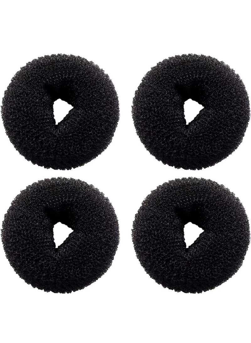 RATSAW 4 Pack Medium Hair Bun Maker Mini Chignon Hair Doughnut Shaper Hair Donut Sock Bun Form for Kids Girls Short and Thin Hair Medium Size 3 Inch Black - Image 2