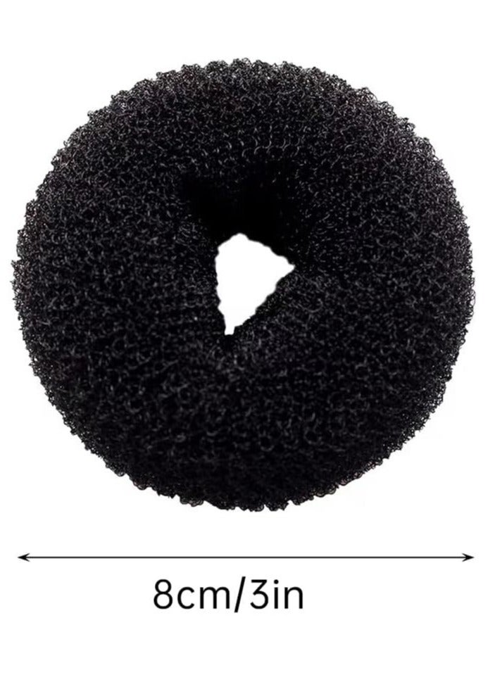 RATSAW 4 Pack Medium Hair Bun Maker Mini Chignon Hair Doughnut Shaper Hair Donut Sock Bun Form for Kids Girls Short and Thin Hair Medium Size 3 Inch Black - Image 3