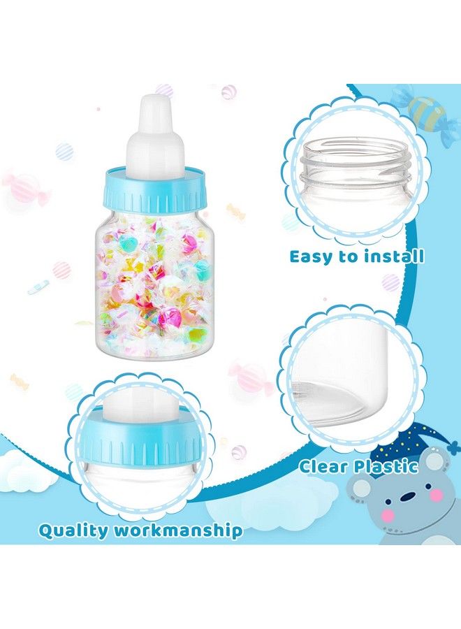 Tessco 72 Pcs 3.5 Inch Baby Bottle Shower Favor Mini Plastic Candy Bottle Clear Plastic Baby Bottles For Baby Shower Mini Baby Bottle Feeding Bottle Candy Box For Baby Shower Supplies Gift Decor (Blue) - Image 4