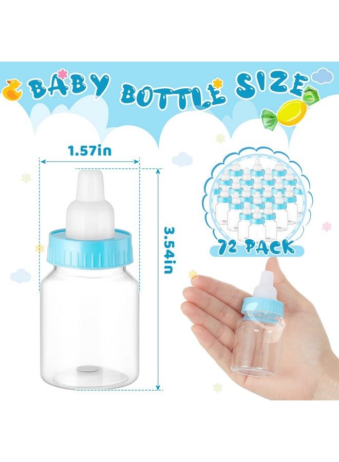 Tessco 72 Pcs 3.5 Inch Baby Bottle Shower Favor Mini Plastic Candy Bottle Clear Plastic Baby Bottles For Baby Shower Mini Baby Bottle Feeding Bottle Candy Box For Baby Shower Supplies Gift Decor (Blue) - Image 3