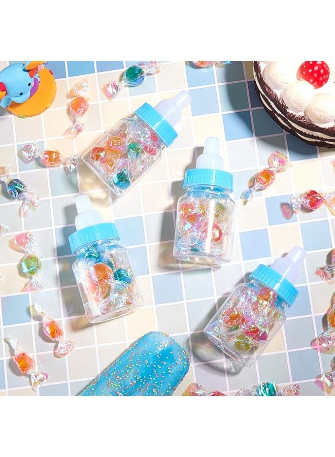 Tessco 72 Pcs 3.5 Inch Baby Bottle Shower Favor Mini Plastic Candy Bottle Clear Plastic Baby Bottles For Baby Shower Mini Baby Bottle Feeding Bottle Candy Box For Baby Shower Supplies Gift Decor (Blue) - Image 5