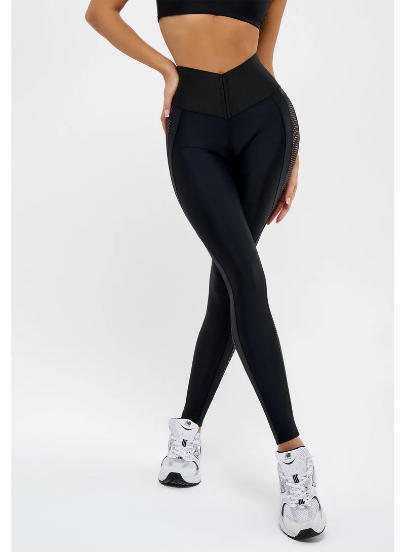 Bona Fide BFL-115-319-001-Black Move Up Corsage High Waist Gym Leggings for Women for Women | Best Price UAE