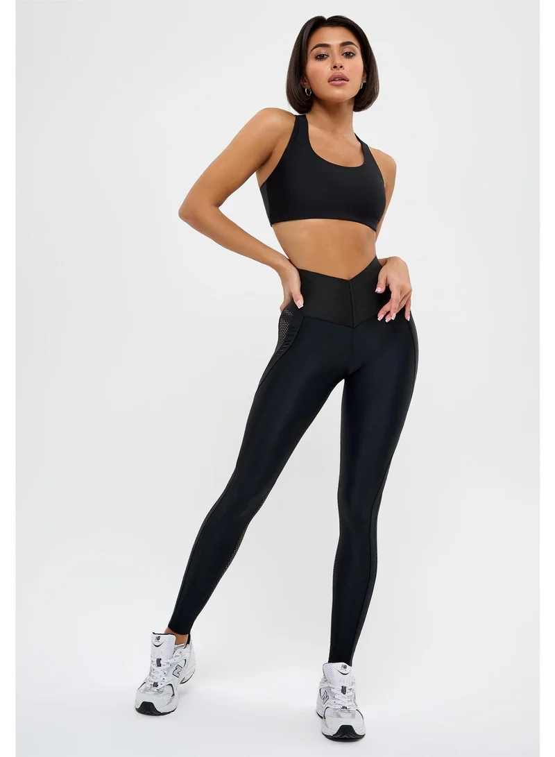 Bona Fide BFL-115-319-001-Black Move Up Corsage High Waist Gym Leggings for Women for Women | Best Price UAE