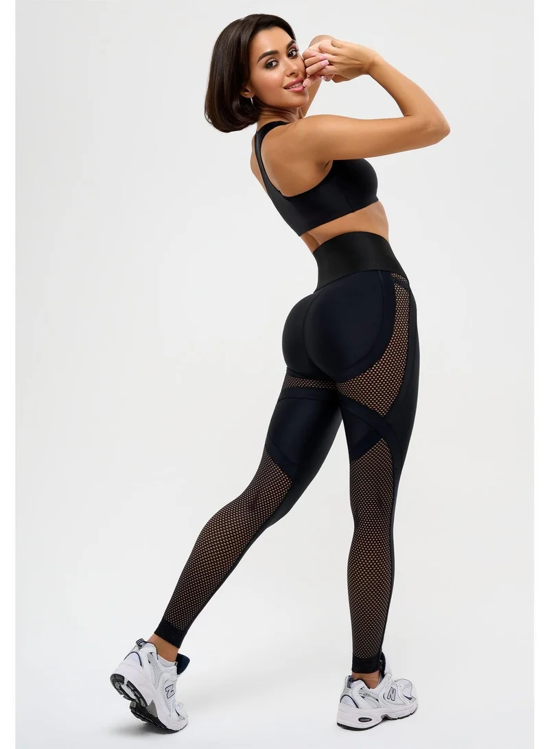 Bona Fide BFL-115-319-001-Black Move Up Corsage High Waist Gym Leggings for Women for Women | Best Price UAE