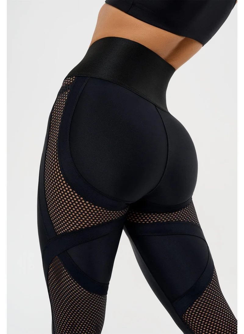 Bona Fide BFL-115-319-001-Black Move Up Corsage High Waist Gym Leggings for Women for Women | Best Price UAE