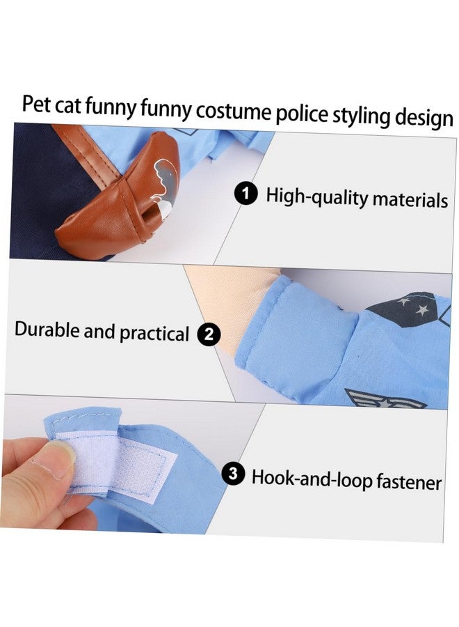 Pet Cat Funny Costume Pet Policeman Costume Halloween Small Dog Suit Police Dog Costume Halloween Costumes Police Costume For Pet Cat Cosplay Clothes Cat Funky Clothes Fabric Puppy - Image 5