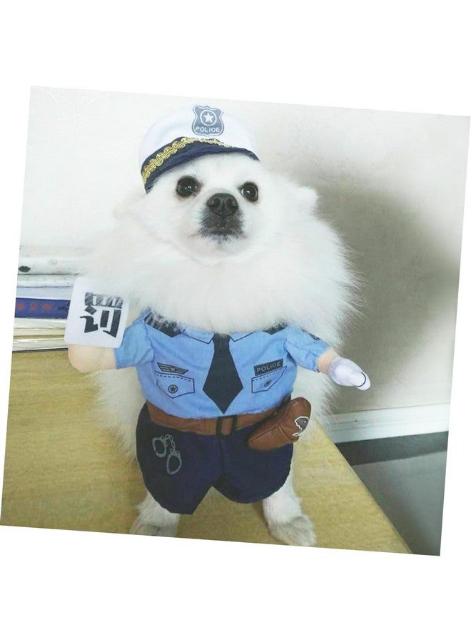 Pet Cat Funny Costume Pet Policeman Costume Halloween Small Dog Suit Police Dog Costume Halloween Costumes Police Costume For Pet Cat Cosplay Clothes Cat Funky Clothes Fabric Puppy - Image 4