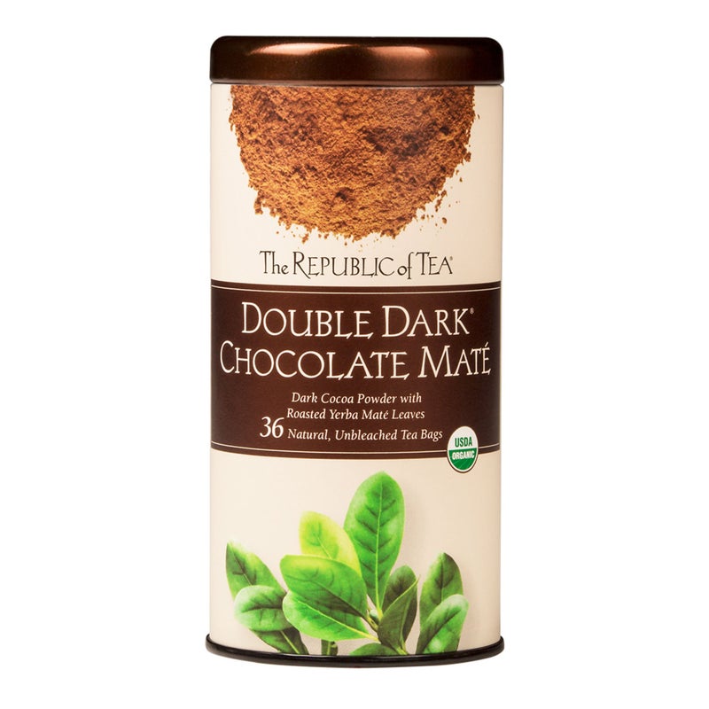 The Republic of Tea - Organic Double Dark Chocolate Maté, Naturally Caffeinated Yerba Maté, Steeps 36 Cups - Image 1