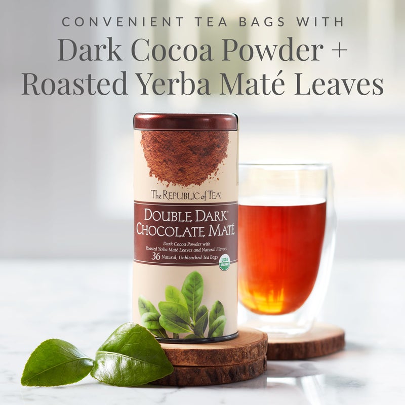 The Republic of Tea - Organic Double Dark Chocolate Maté, Naturally Caffeinated Yerba Maté, Steeps 36 Cups - Image 2