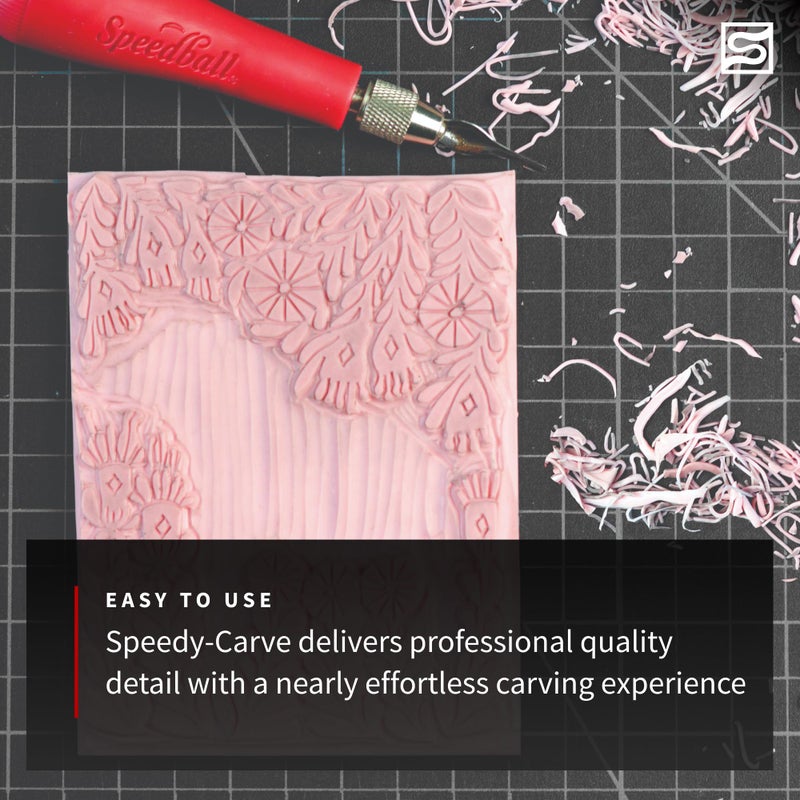 Speedball طقم طباعة الكتل ديلوكس من سبيدبول - يشمل الأحبار، البراير، خطاف الطاولة، مقبض اللينو وقواطع، كتلة سبيدي-كارف، كتلة لينوليوم مثبتة (3472) - Image 4