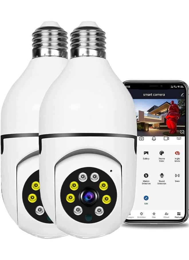 HQ - 2Pcs Light Bulb Security Camera 2.4GHz & 5G WiFi Outdoor 1080P E27 Light Socket Security Camera Indoor Home Security Cameras Smart Motion Detection for Home Security Motion Detection Two-Way Audio - Image 1